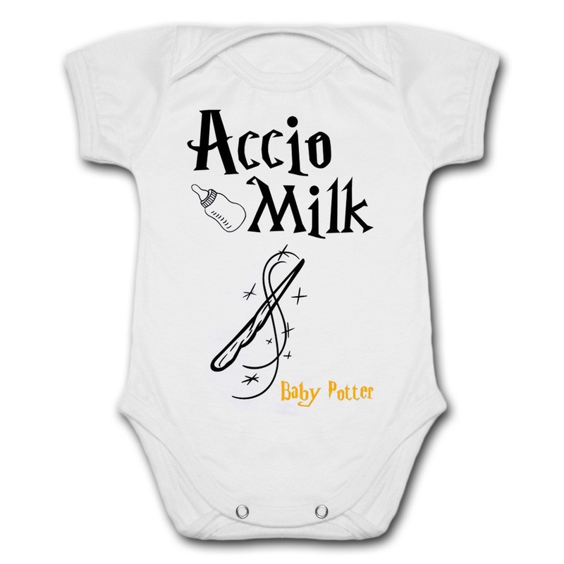 Body de Bebê Baby Potter Accio Milk Harry Potter em Oferta na Shopee