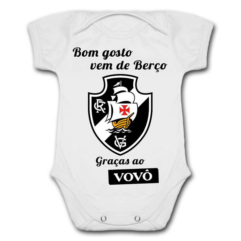Body de Bebê Personalizado Vasco Bom Gosto Vem de Berço Graças Ao Vovô