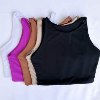 Kit 2 Cropped Feminino Regata Liso Suplex Várias Cores