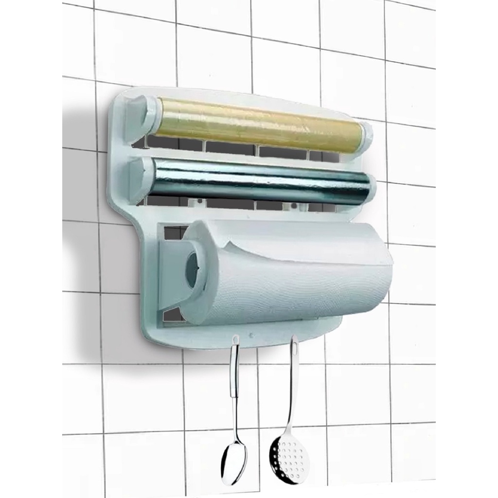 Suporte Para Cozinha 3 x 1 Papel Toalha PVC