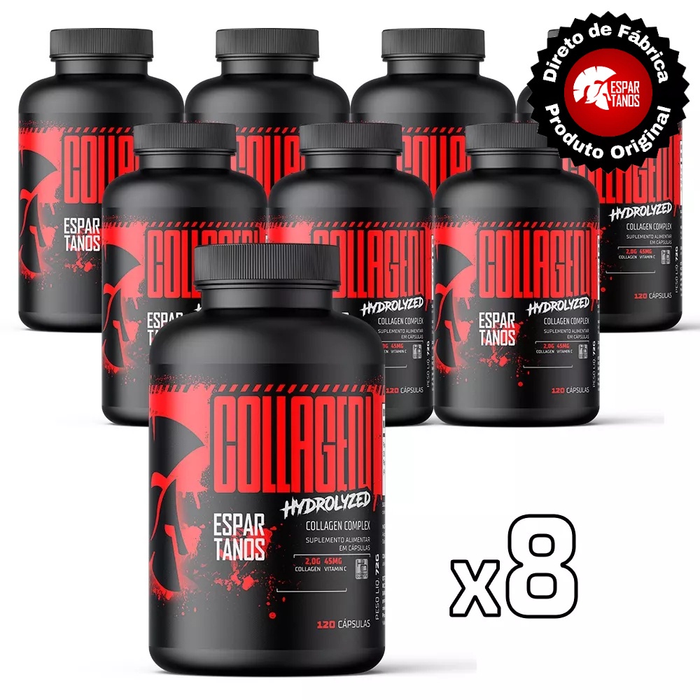 Kit 8x Colágeno 120 Cápsulas - Espartanos Series (960 Cáps)