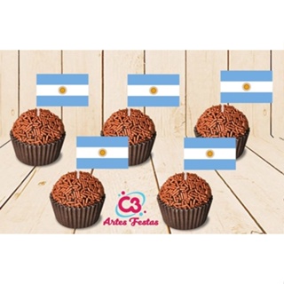 50 Topper Tag Para Docinhos E Salgados Bandeira Argentina em Oferta na Shopee