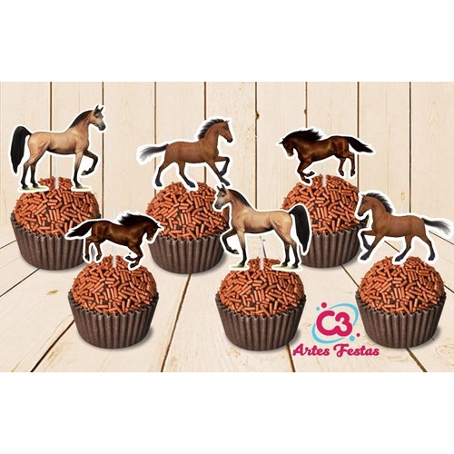 50 Topper Tags Para Docinhos Doces Cavalos De Raça Country em Oferta na Shopee