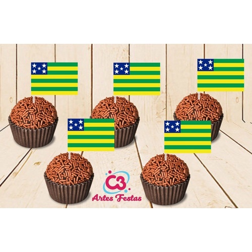 Bandeira Estado Goiás 50 Topper Para Docinhos  E Salgados