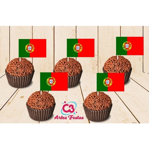Bandeira Portugal 50 Topper Tag Para Docinhos E Salgados