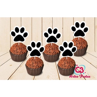 Cachorro Pet Pegada Patinha  50 Topper Tag Para Docinhos em Oferta na Shopee