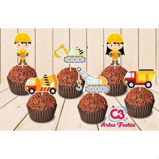 Construção Máquinas 50 Topper Tag Para Docinhos Doces