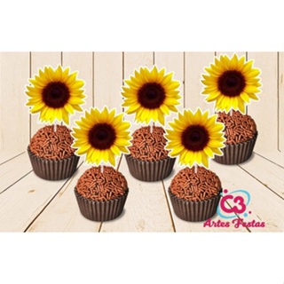 Girassol Flores Flor 50 Topper Tag Para Docinhos Doces em Oferta na Shopee