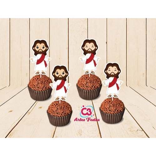 Jesus Cristo Cute 50 Topper Tag Para Docinhos Doces em Oferta na Shopee