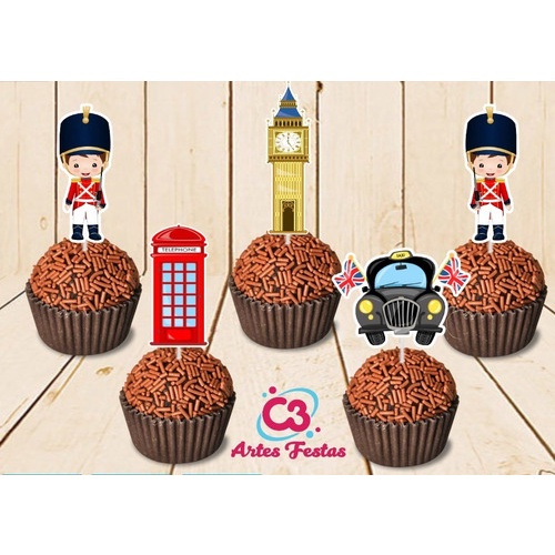 Londres Silhueta 50 Topper Tag Para Docinhos Doces em Oferta na Shopee