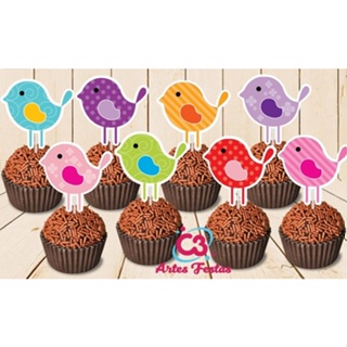 Passarinhos Jardim  50 Topper Tag Para Docinhos Doces em Oferta na Shopee