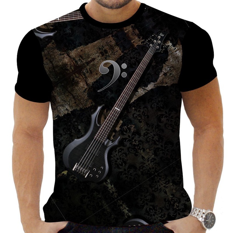 Camiseta Camisa Personalizada Baixo Guitarra 5_x000D_