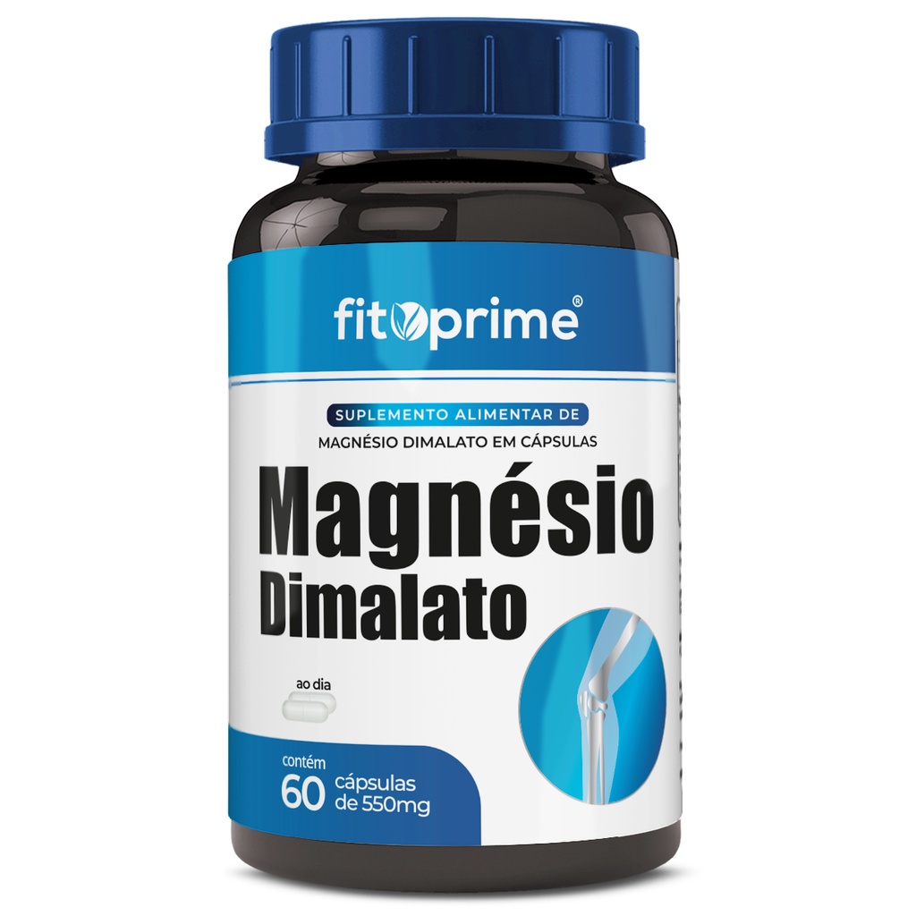 Magnésio Dimalato 550mg 60 cápsulas Fitoprime Concentrado Puro. Magnesio Dimalato 500mg