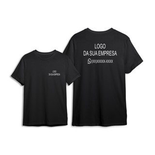 Camiseta Camisa Manga Curta Preta Logo Uniforme Profissional Empresa Personalizado Plus SIze