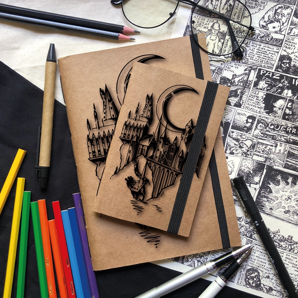 Sketchbook Harry Potter A5 ou A6, ideal para lettering, hq, mangá e chibi. Clique e compre agora