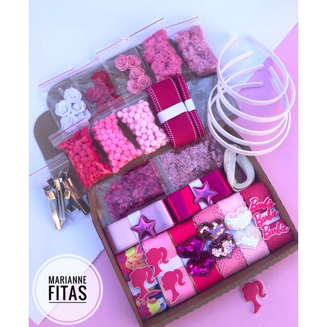 Caixinha Box Barbie (Fita barbie/Aplique barbie/ tiara)