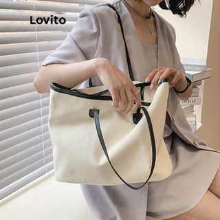 Lovito Bolsa Tote Básica com Detalhe de Contraste para Mulheres LNE09126 (Damasco/Preto)