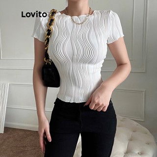 Lovito Casual Camiseta Feminina Lisa Texturizada LNA01042 (Branca)