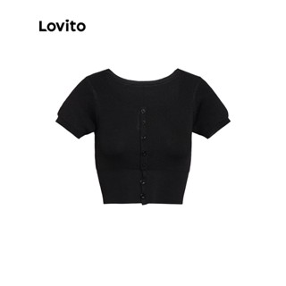 Lovito Top em Malha Feminino Liso Fofo Decote Quadrada Básico L33AD125 (Rosa/Preto)
