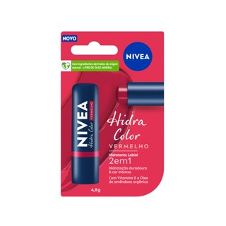 NIVEA Hidratante Labial Hidra Color 2 em 1 Vermelho 4,8g