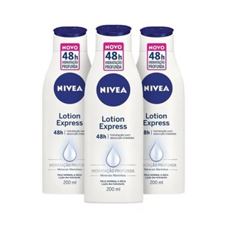 Kit Loção Hidratante NIVEA Lotion Express Pele Normal/Seca 200ml - 3 Unidades
