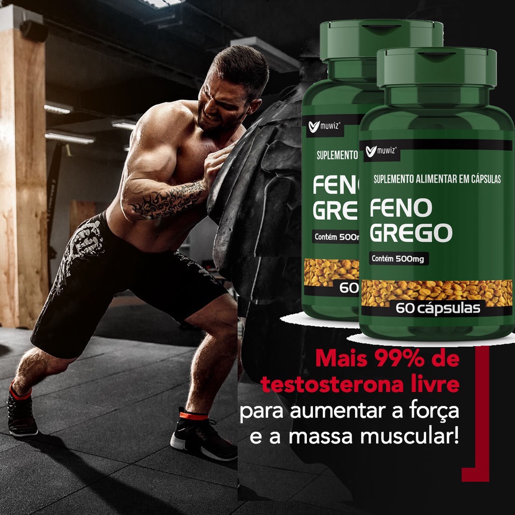 Kit 2x Feno Grego 500mg 120 cápsulas (total) Fenogrego Muwiz