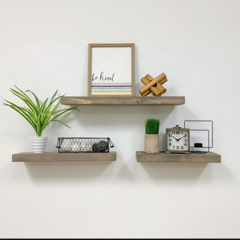 KIT 2 Prateleiras com Suporte Invisível de Madeira Maciça Pinus 9 a 10cm de largura — imagem 2 de 2