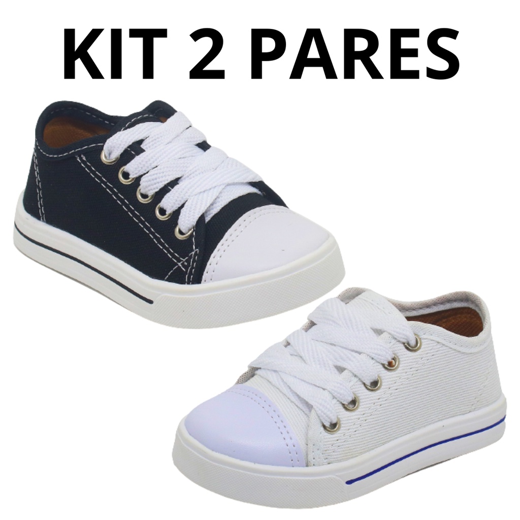 Kit 2 Pares Tênis Infantil Menina e Menino Star Volta as Aulas Confortável em Oferta na Shopee