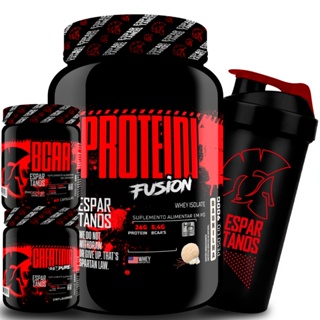 Kit Whey Protein Fusion + Bcaa + Creatina + Shaker - Espartanos em Oferta na Shopee