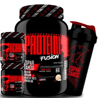 Kit Whey Protein Fusion + Bcaa + Creatina + Shaker - Espartanos