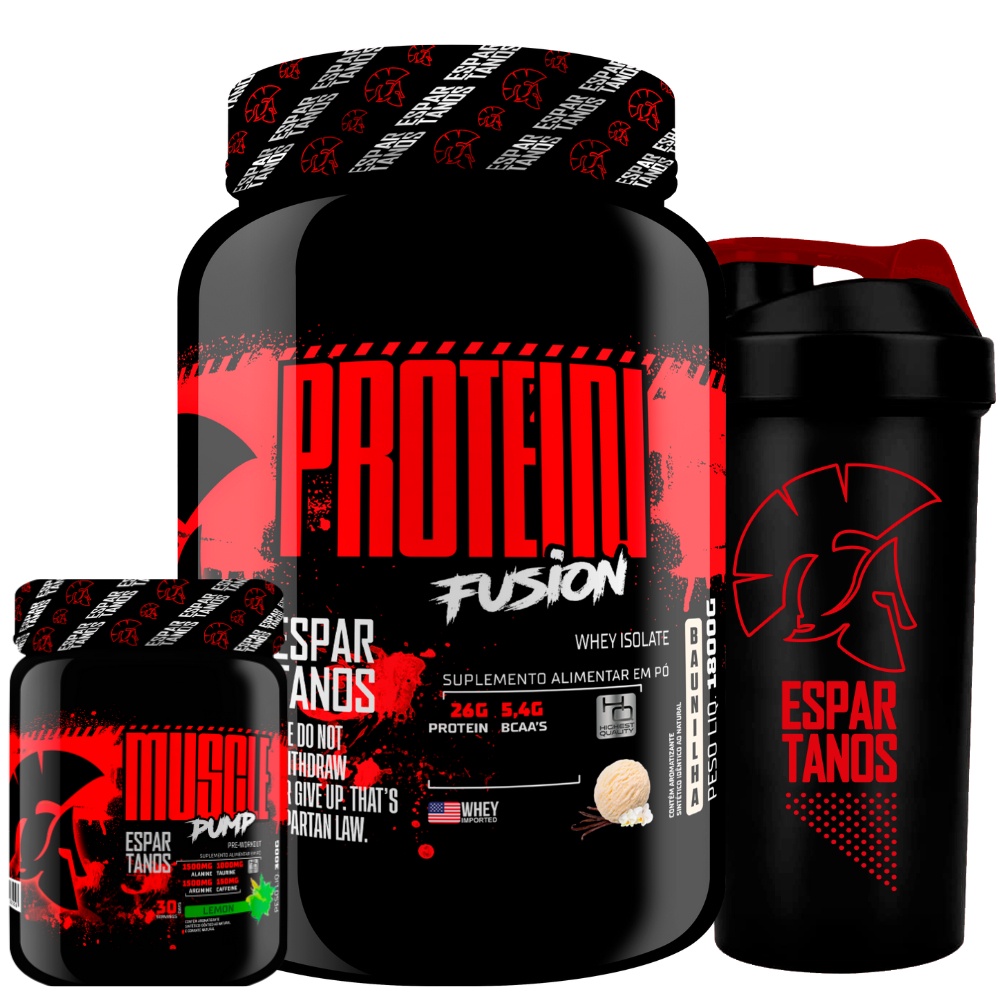 Kit Whey Protein Fusion 1800G + Pré Treino Muscle Pump 300G + Copo em Oferta na Shopee