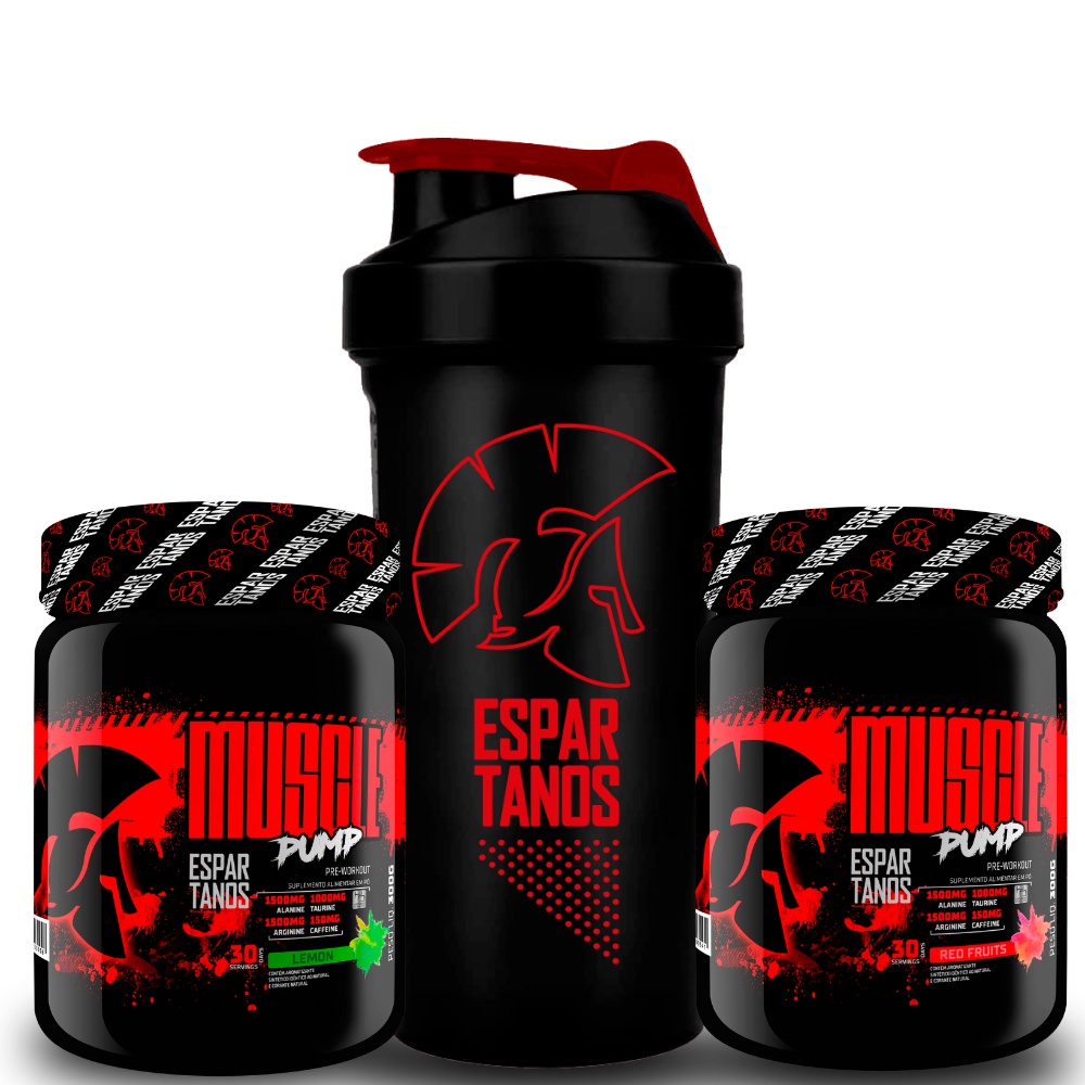 Kit 2x Pré Treino Muscle Pump 300g + Shaker - Espartanos Suplemento em Pó Premium Direto de fábrica.