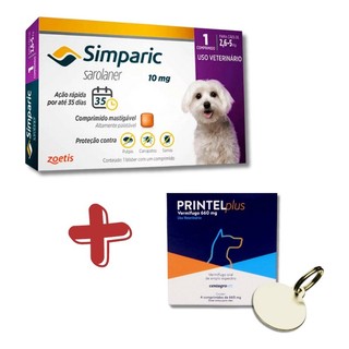 Kit Simparic Cães de 2,6 a 5kg 1 Comprimido + Vermífugo Printel Plus e Medalha de identificação (PRINTEL PLUS CARTELA) em Oferta na Shopee