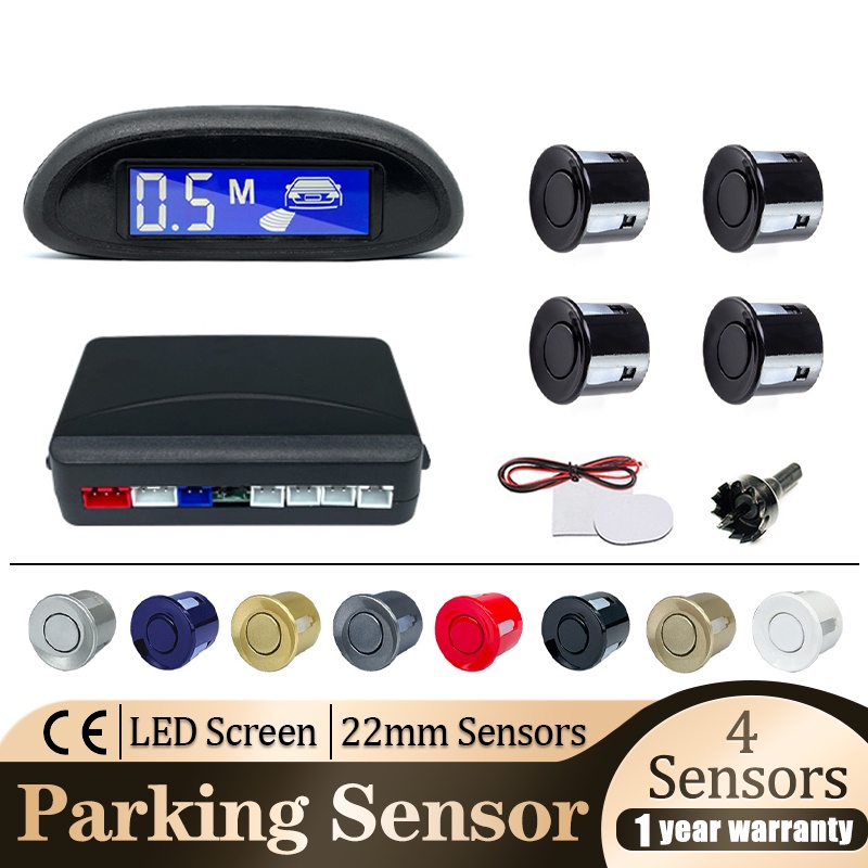 Sensor De Ré Estacionamento Kit completo Com Visor Digital Sinal Sonoro 4*22mm Sensores Oito Cores