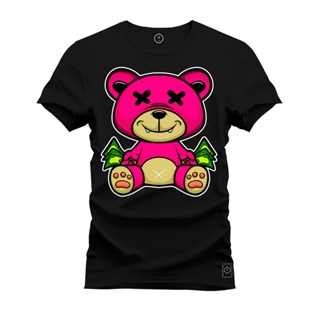 Camiseta Premium Em Algodão Ultra hd realista Pluz Size Tamanho Especial Urso Rosa X
