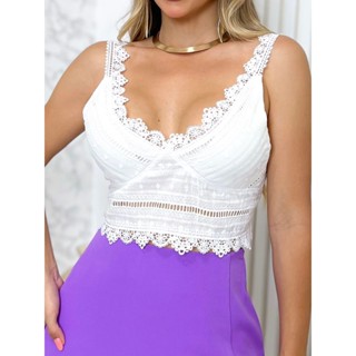 cropped/top/regata/renda guipura/moda feminina/verao/com bojo/5017