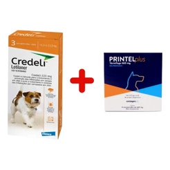 Kit Credeli Antipulgas 3 Comprimidos Cães de 5,5 a 11kg + Vermífugo Printel Plus 4 Comprimidos
