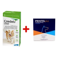 Kit Credeli Antipulgas 3 Comprimidos Cães de 11 a 22kg + Vermífugo Printel Plus 4 Comprimidos