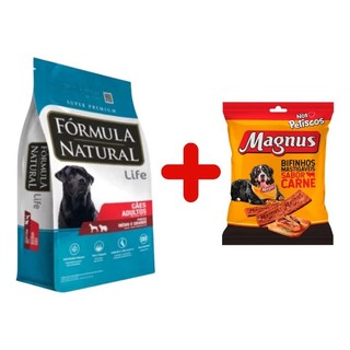 Kit Ração Fórmula Natural Life Cães Adultos Médio Grande 15kg + Magnus Bifinhos Master Carne 500g em Oferta na Shopee