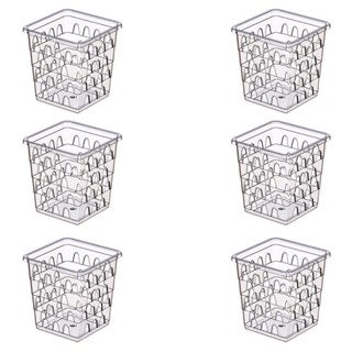 Kit 6 Caixa Cesto Organizador Multiuso Quadrado Transparente Pequeno Plástico Organizador
