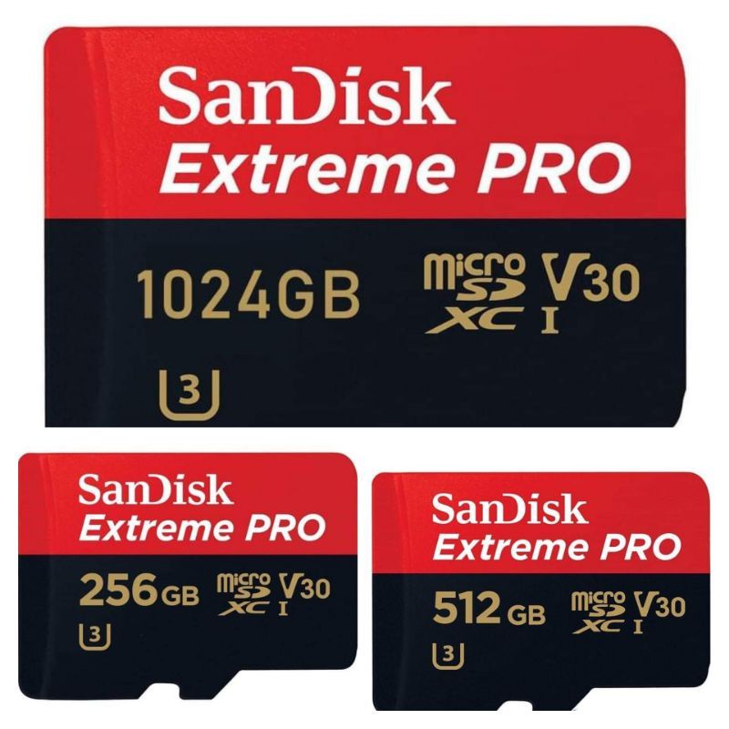 Cartão de Memória Sandisk Extreme Pro 128gb 256gb 512gb 1024gb + Adaptador!