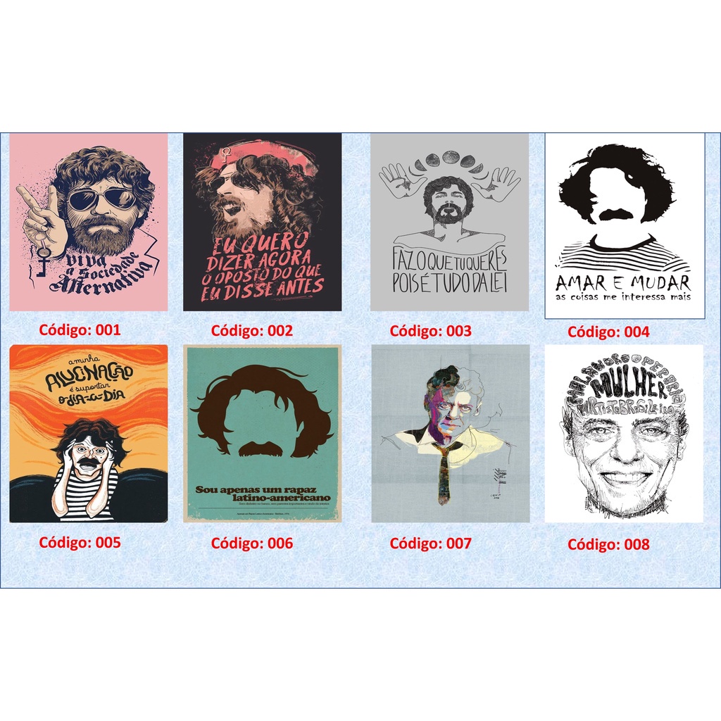 MPB - RAUL, BELCHIOR, CHICO BUARQUE,BETHÂNIA, CAETANO, RENATO RUSSO - Placa decorativa em MDF– 3 tamanhos disponíveis