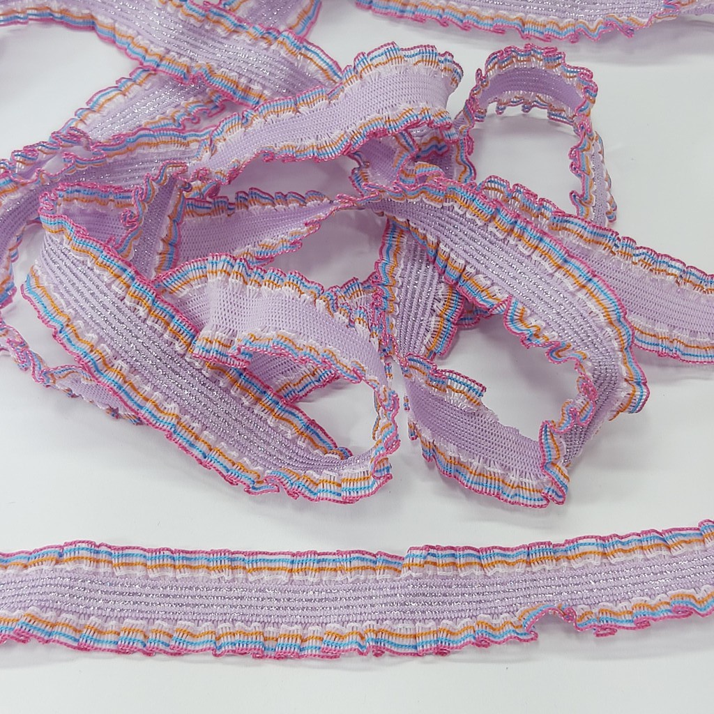 Elastico Decorado Frufru Duplo com Lurex 15mm    Lilás  o metro 3514001 - 378SA