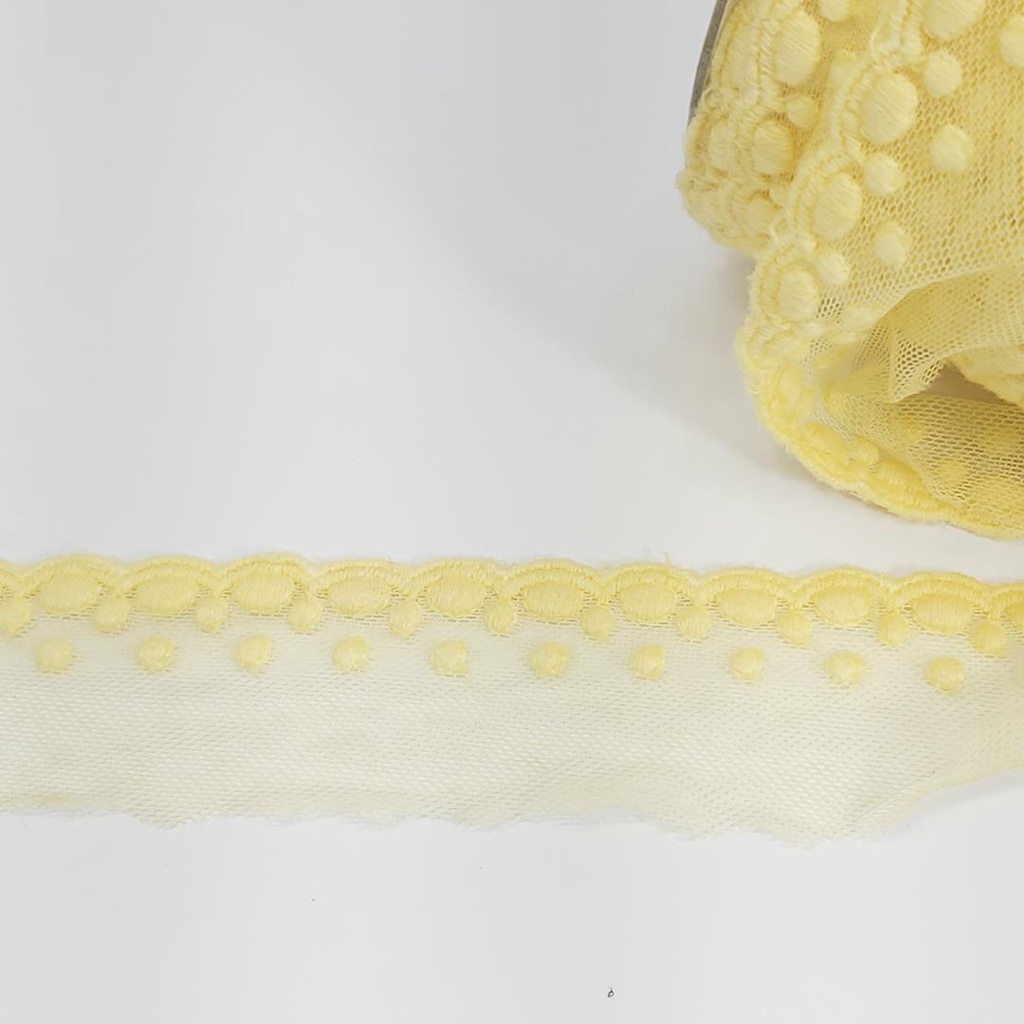 50 metros Bordado Ingles Tule 40mm Amarelo 22084 050 640SA64