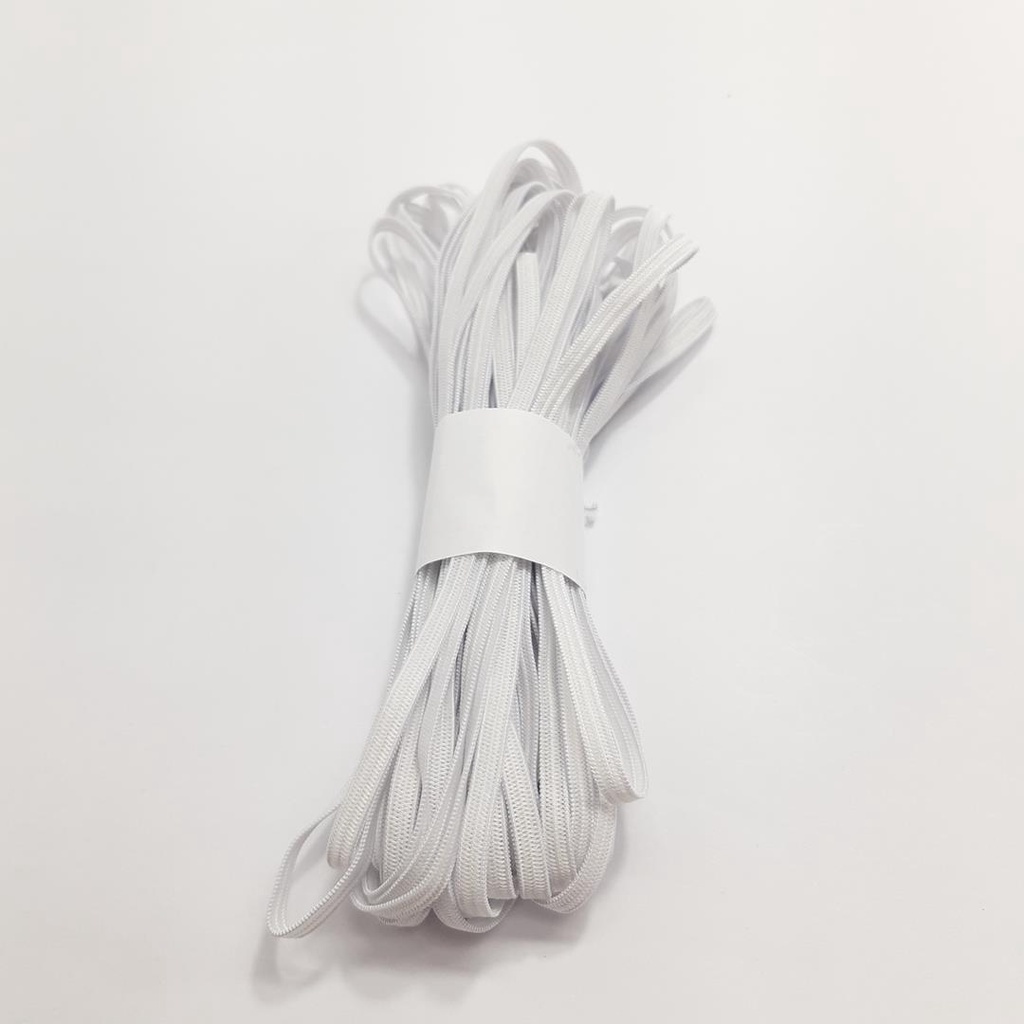 10 metros Elástico Chato 4mm Branco ideal máscara 8600 010