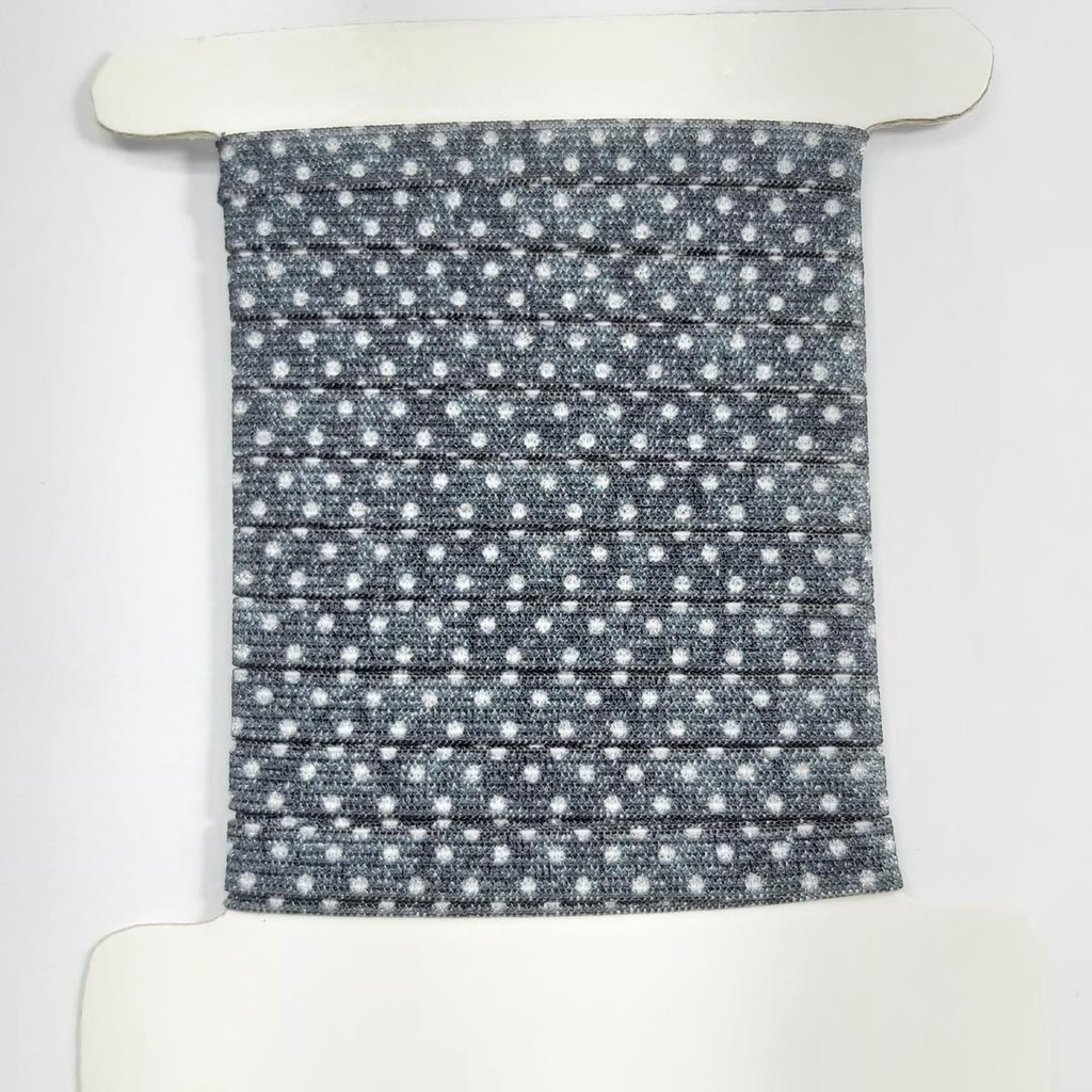 5 metros Elástico Lurex Especial 7mm Poá Grafite Branco 3704 005 284A30