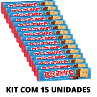 Kit Biscoito PASSATEMPO Recheado Chocolate (130g x 15)