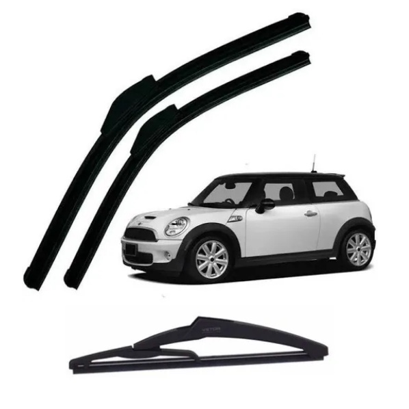 Kit 3 Palhetas Limpador De Parabrisa Dianteiro + Traseiro Para Mini One / Cooper / Cooper S 2001 2002 2003 2004 2005 2006 2007 2008 2009 2010 2011 2012 2013