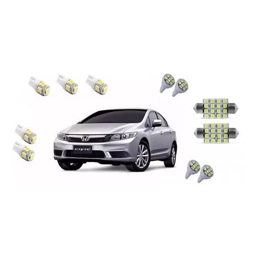 Kit Lâmpada Led Honda New Civic 13/2017 Teto Placa Ré Pingo/Farolete