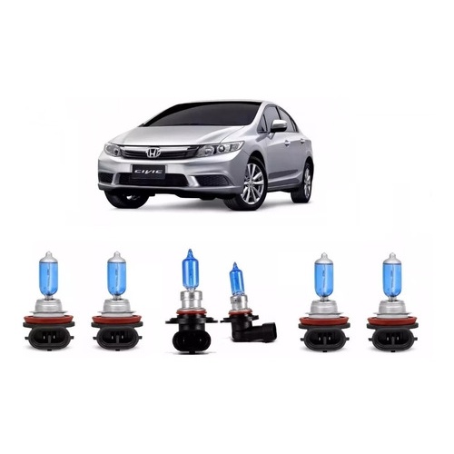 Kit Lâmpada Super Branca Farol Honda New Civic 2013/2017 Pingo